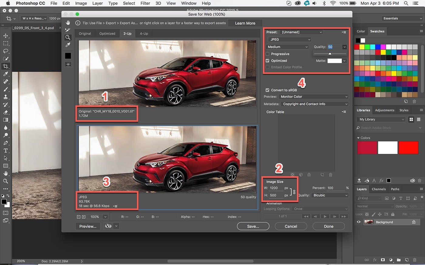 Optimize an image for the web with Photoshop