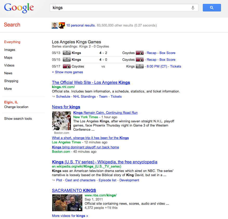 King query Searching the Google Knowledge Graph example