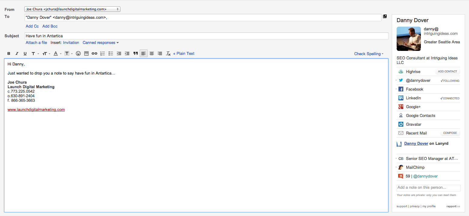 Screen Shot 2012-12-02 at 11.32.22 AM Gmail view and Rapprtove