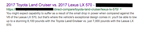 Google Meta Description Snippet
